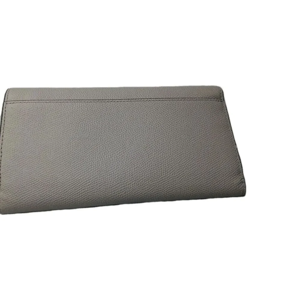 Coach Slim Trifold Wallet Taupe Brown/Gray Refined Pebble Leather